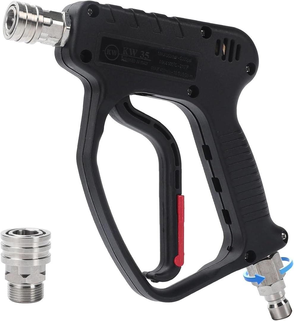 Pressure Washer Short Gun, 5000 PSI/10.5 GPM High Power Washer Spray Gun with 3/8'' Swivel Quick and M22-14mm Connect for Foam Cannon Car Wash
