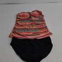 Women's Twist Front Bandeau Tankini Set Two Pieces Ruched Tummy Control Suimsuit with Mid Waist Briefs XL