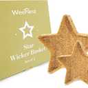 Star Wicker Basket, Rattan Basket, Decorative Basket, Star Plates, Woven Basket for Gifts, Christmas Stars, Christmas Serving Dishes and Platters, Oat milk, Resin Wicker Set of 2