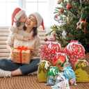 Christmas Gift Bags, 24pcs Drawstrings Christmas Gifts Bags Bulk Assorted Sizes, Reusable Plastic Xmas Presents Wrapping Holiday Goody Bag With Ribbon Ties&Tags, Extra Large/Big/Medium/Small Size