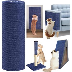 120"x15.8" cat Scratch Furniture Protector Keep Couch Sofa Protection Anti Claws Corner Wall Scratcher Post sisal Scratching mat Carpet pad Cover Fabric Tree Guards remnants (Navy Blue)