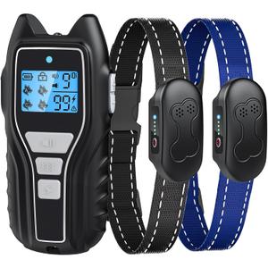 Asrcs Shock Collar for Dogs 2 Dogs (15-120lbs) 2000FT Dog Shock Collar with Remote Control Waterproof Dog Training Collar with Remote 4 Safe Modes Rechargeable Lock Flash Light for All Breeds - Blk