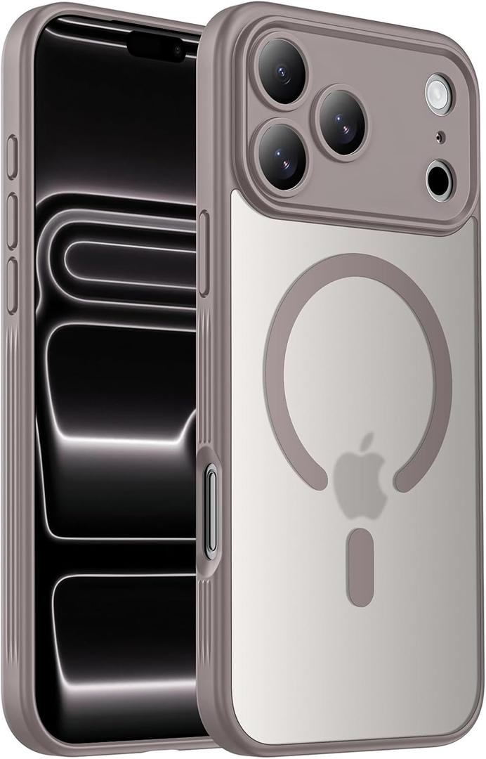 Designed for iPhone 17 Pro Case, Compatible with MagSafe, [Camera Protection] [15FT Military Drop Protection] Shockproof Translucent Matte Anti-Slip Phone Case, 6.3", Natural Titanium