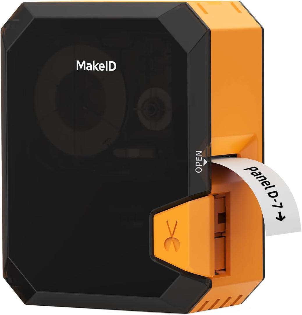 Makeid P31 Industrial Label Maker, Thermal Transfer Label Printer Portable Bluetooth Labeler with 0.71" W x 26.24ft L Label, Wire and Cable Labeling Machine for Job Sites, Fast Creat and Print Label (Orange)