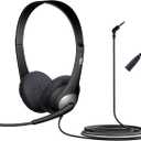 Cyber Acoustics Stereo Headset (AC-204), 3.5mm Stereo & Y-Adapter, Home, K12 School Classroom and Education