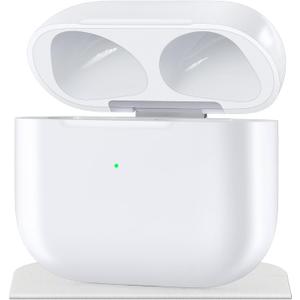 Wireless Charging Case Compatible with AirPods 3, Charger Case Replacement for AirPods 3rd Gen, with Bluetooth Pairing Sync Button, Earphones Not Included (with Gray Cleaning Cloth)