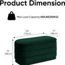 30" Velvet Storage Ottoman Bench with Wooden Tray Lid, Folding Large Upholstered Ottoman Footstool for Living Room, Rectangular Padded Foot Rest for Bedroom Living Room Dorm, Bottle Green