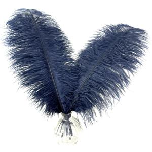 Happy Feather 16-18 inch Navy Blue Ostrich Feathers Craft for Wedding Party Centerpieces Home Decoration DIY Craft Pack of 10
