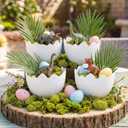 AceOrbit 4 Pcs Dinosaur Themed Party Decorations Easter Table Centerpiece Plastic Egg Shape Vases Treat Boxes Snack Trays for Adult Dinosaur Birthday Themed Party Supplies