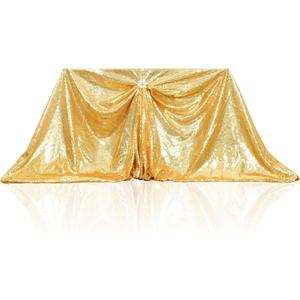 PartyDelight Gold Sequin Tablecloth 60"X102" Rectangle Sparkly Table Cloth for Wedding Party Decorations