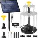 Yeomi Solar Fountain, Upgrade 2.8W 9V Solar Bird Bath Fountains with 4 Nozzles, Adjustable Water Flow, Solar Fountain for Bird Bath, Small Pond, Patio, Garden Water Feature Decoration