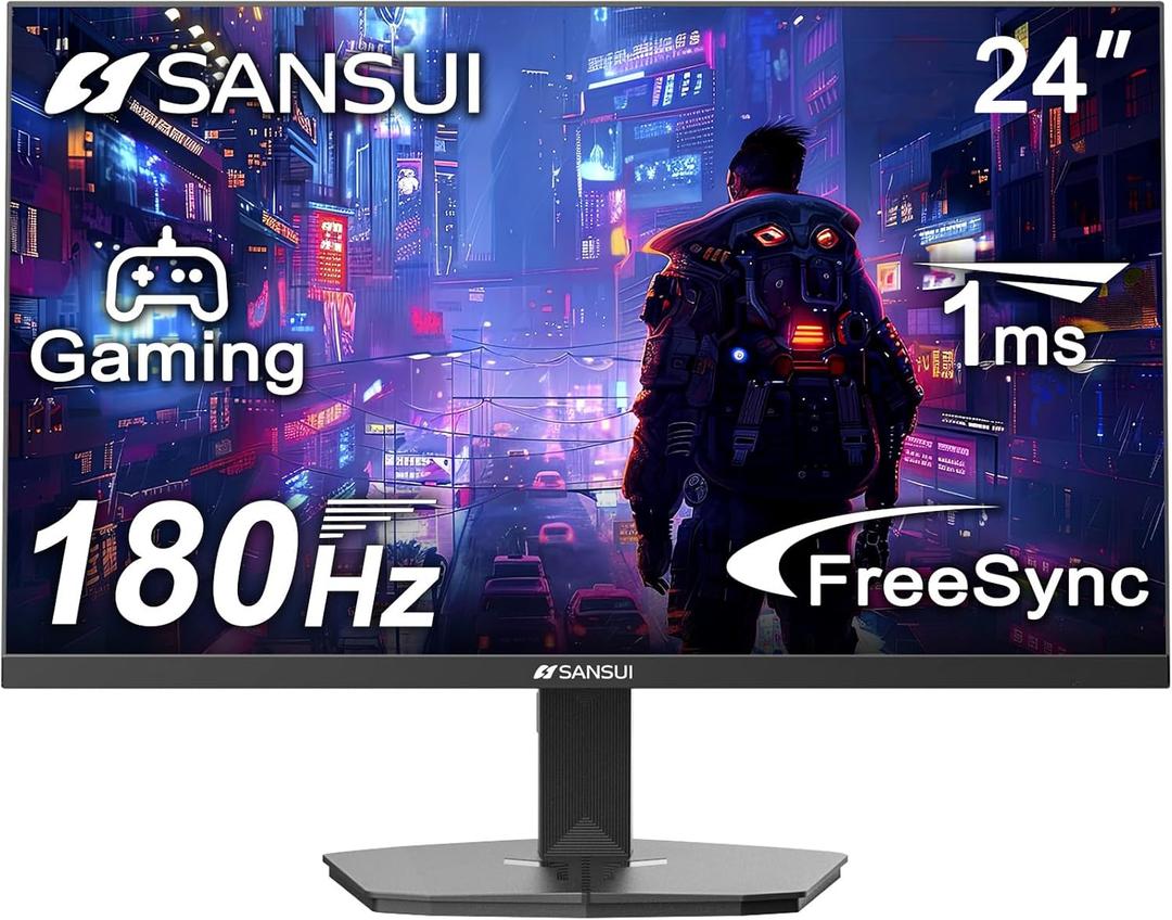 SANSUI 24 Inch Gaming Monitor 180Hz, DP 1.4 & HDMI 2.0 Ports High Refresh Rate Computer Monitor, Racing FPS RTS Modes, 1ms Response Time 110% sRGB (ES-G24F4, HDMI Cable Included) (24" 165Hz/IPS/Gaming)