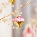 DN DECONATION 12Pcs Heart Shaped Ornaments, Glass Valentines Day Ornaments, Pink Gold Heart Baubles, Valentine's Day Christmas Mini Decoration for Tree, Outdoor Wedding Anniversary Party