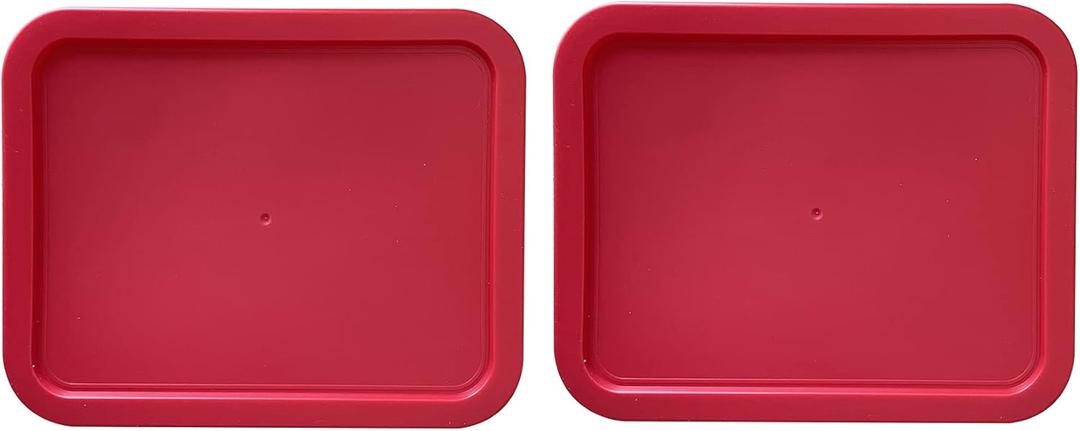 Replacement Lids fits Pyrex 11-Cup Glass Food Storage Container Bowls, (9.75 x 8-Inch) Plastic Rectangle Lids Covers for Pyrex 7212-PC, Airtight & Leakproof (2-Pack, Red)