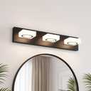 Bathroom Vanity Light, 3-Light 24 Inch Matte Black 5CCT 2700-6500K LED Bathroom Light Fixtures Over Mirror, Vanity Lighting Modern Bath Wall Sconce for Mirror Bedroom Living Room