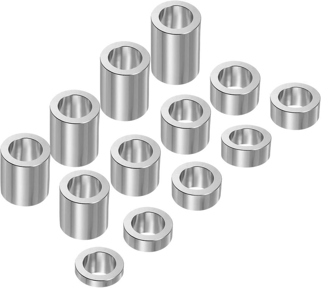 uxcell 13pcs Axle Reducer Spacer Set 1-1/2" Wheel Spacer for 1" Axle Reducing Bushing Arbor Adapters for Motorcycle, Bench Grinding Wheels, (CNC Aluminum)
