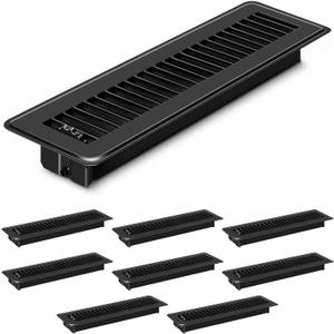 4 PCS Floor Vents Floor Registers 2x12 inch, Heavy Duty Metal Heat Air Vent Covers 2 X 12 with Rust Proof Finish for Home Office Wall Floor Registers Grilles & Vents (4, Black, 2x12 Inches)