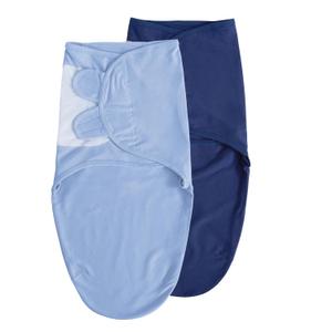 Organic Baby Swaddle Sleep Sacks, 2-Pack Swaddles for Newborns Baby Essentials, Infant 0-3 Months, 100% Cotton Soft & Snug Adjustable Wrap Nursery Swaddling Blankets Improves Sleep (Plain Blue)