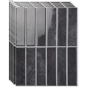 Art3d 11.4 x 9 Inch Heavy-Duty Peel and Stick PVC Backsplash for Home Dcor, 10-Pack PVC Wall Tiles for Kitchen Countertop, Smoky Black