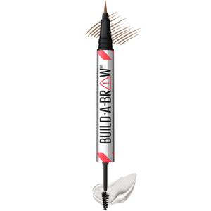 Maybelline Build-A-Brow 2-in-1 Brow Pen and Sealing Eyebrow Gel, Eyebrow Makeup for Real-Looking, Fuller Brows, Soft Brown, 1 Count
