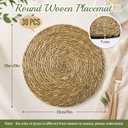 Colingmill 13 Inch Round Woven Placemats Bulk, Natural Rattan Wicker Chargers, Farmhouse Boho Straw Place Mats for Wedding Home Dining Party Table Decor Water Hyacinth Braided Placemat(30 Pcs)