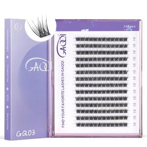 GAQQI Lash Clusters, GQ03 False Eyelashes DIY Lash Extensions D Curl 168PCS Cluster Lashes 10MM, Wispy and Natural Lash Wisps (GQ03,10mm,D Curl)