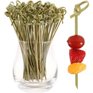 200 PCS Cocktail Picks, 4.7 Inch Toothpicks for Appetizers, Natural Bamboo Knot Skewers, Mini Food Sticks, Fancy Tooth Picks for Drinks,Fruit,Charcuterie,Cocktail Garnish Accessories, Party Supplies