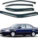 4PCS Rain Guards Window Visors Wind Deflector Fits for 1996-2000 Honda Civic 4-Door Sedan, Front & Rear Outside Mount Vent Shade Shield, 1996 1997 1998 1999 2000