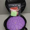 Steel Tongue Drum - 10 Inches 11 Notes Rain Drum - Metal Hand Pan Drum for Adults/Kids with Music Book, Handpan Mallets and Carry Bag, C Major Musical Instruments(Lavender Purple)