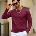 TACVASEN Mens Long Sleeve Tee Shirts Cotton Lightweight Casual Pocket Crew Neck Work T Shirts for All Season (M)