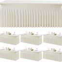 Outpain 6ft Spandex Table Cloth for Standard Folding Tables-6Pack Ivory Table Cloth Table Protector for Party, Wedding, Cocktail, Banquet, Festival