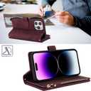 iCoverCase Compatible with iPhone 15 Pro Max Crossbody Case with Strap, Wallet Phone Case Card Holder [Not Detachable] PU Leather Kickstand Zipper Lanyard Case 6.7" (Claret)