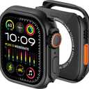 amBand 3 in 1 Metal Case Compatible with Apple Watch Series SE 3/SE 2/SE 6/5/4 44mm, W1 Protector Rugged Bumper with Watch Crown + Back Cover, Black