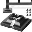 2pcs Post 1.5" Aluminum Deck Post Base Cover, Post Skirt, Handrail, Stair, Porch, Deck Railing Base Brackets Covers (Black)