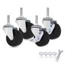 AXL 5/16 UNC Threaded Stem Caster Wheels Set of 4, 2 Inch Swivel Casters (2 Locking, 2 Non-Locking), 1" (25mm) Stem Length Replacement Wheels for Utility Cart, Shelf, Cabinet, Furniture (Black)