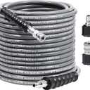 YAMATIC 3/8" Pressure Washer Hose 100FT with Stainless Steel Swivel 3/8" Quick Connect, 4200 PSI Non Marking Rubber Wear Resistant Steel Braided Industry Grade for Hot/Cold Water Gas Power Washer
