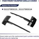 Pair Front Bumper Grille Cover Replace 51117303113 51117303114 Compatible with BMW X5 F15 2014-2018 Fog Light Grille Strip Trim Molding Glossy Black Left Driver Side & Right Passenger Side
