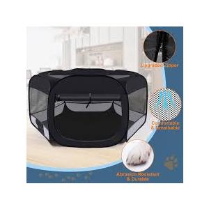 Dog Cat Playpen,Portable Pet Puppy Playpen,Rabbit Puppy Dog Play Pen for Indoors,Dogs Tent for Indoor Cats,Kitten Playpen,Collapsible Small Cats Crate Cage for Small Dogs with Carrying Case(Grey, S)