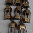 LLQ 8Pcs Mini Lantern with LED Tealight, Vintage Brown Lanterns Decorative, Hanging Candle Lanterns for Ramadan Christmas Wedding Table Centerpiece Indian Diwali Decor, Garden Fairy Party Decorations (Bronze)
