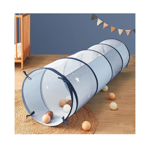 Tiny Land Kids Play Tunnel Tent for Toddlers, 69" x 18" Foldable Crawl Toys for Baby, Indoor & Outdoor Pop Up Dog Tunnel with Breathable Mesh (Blue)