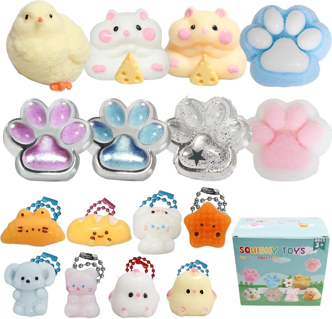 16pcs Squishy Pack,Fidget Toys Kit,Include taba Squishies Party Favors for Kids 4-8 8-12 Treasure Box Toys for Classroom Birthday Xmas Gifts for Girls Boys Goodie Bag Stocking Stuffers for Kids Teens
