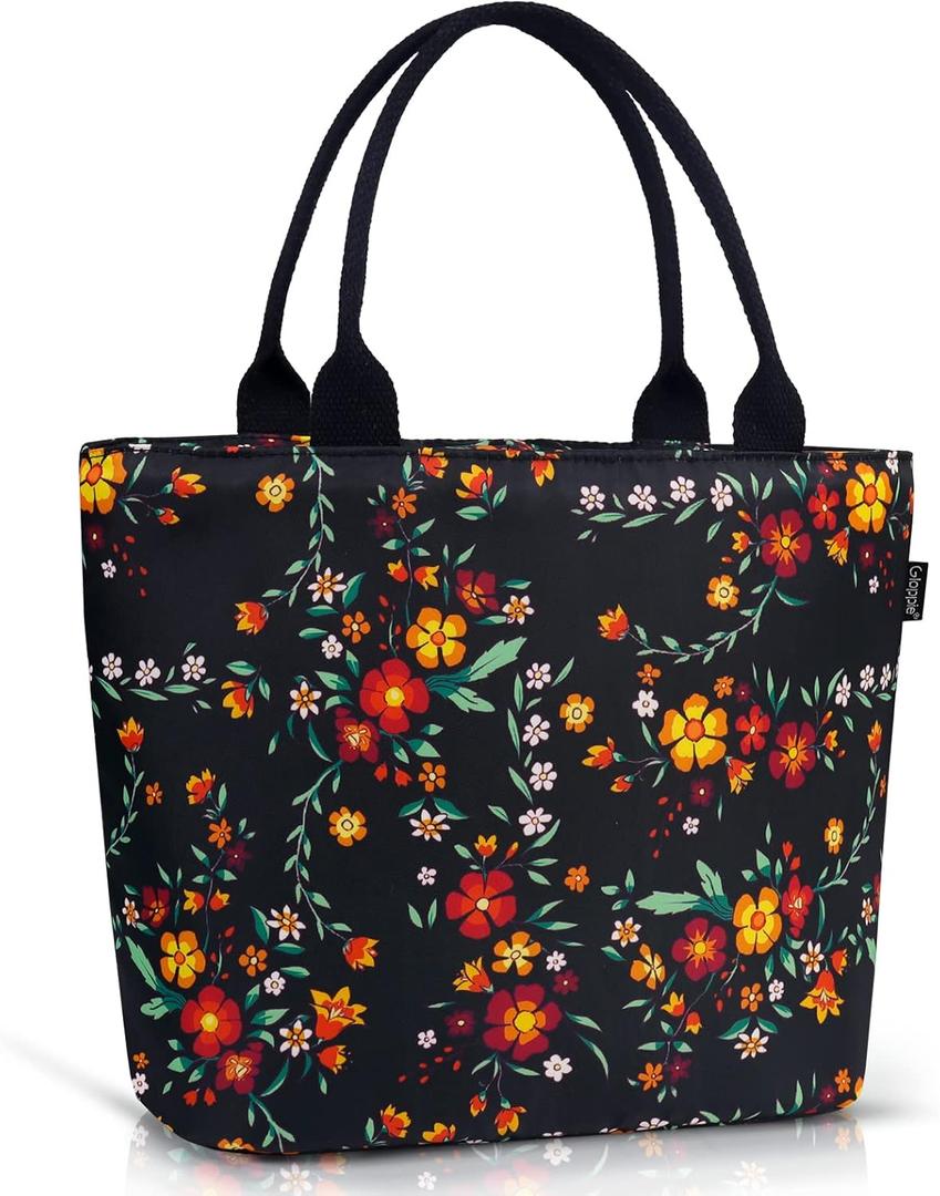 Gloppie Lunch Bag Women Insulated Lunch Box Leakproof Lunch Tote Bag for Work Cute Cooler Bags Stylish Flower (Colorful Floral)