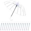 1Umbrella Wedding Style Stick Umbrellas Large Windproof Bubble Umbrellas Rain Umbrellas with J Hook Handle for Bride Groom Gift