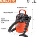 Armor All AA155 1.5-Gallon 2 Peak HP Portable Wet/Dry Vacuum, Orange