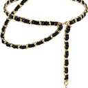 YooAi Chain Belts Leather Waist Belt for Women Layered Metal Chain Belt