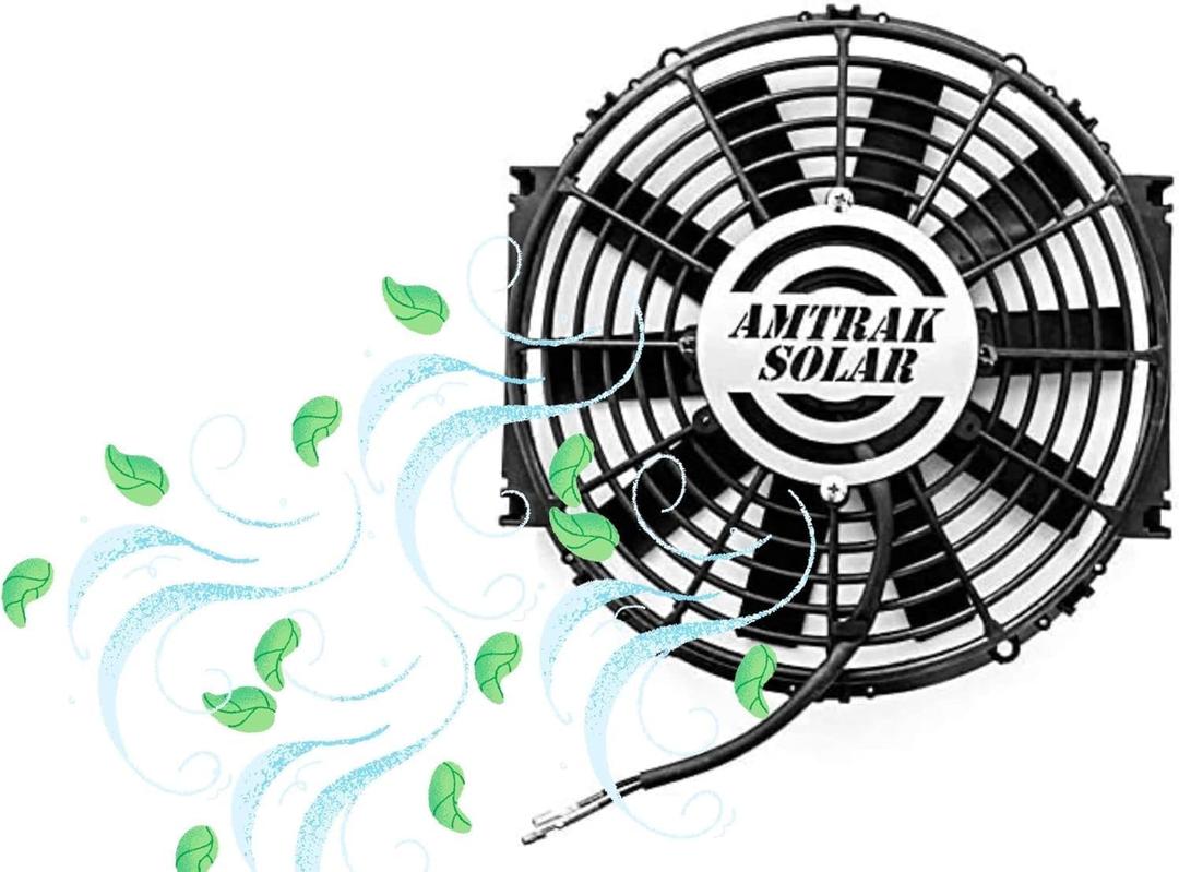 Amtrak Solar 12-Inch Solar Attic Exhaust Fan  USA-Made, Plug & Play, Whisper-Quiet Ventilation for Attic, Garage, Shed, Greenhouse (Fan Only)