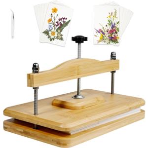 Nuvograin Flower Press Kit Wooden, Plant Press Kit, Easy One-Step Pressing, 10 x 6 inch Flower Pressing for Kids and Adults, Holiday Gift for Thanksgiving and Christmas