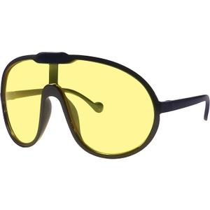 Dollger Oversized One Piece Sunglasses For Women Fashion Men Wrap Around UV400 Shield Goggles (2 Packs: Champagne+yellow)