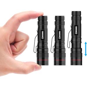 COSOOS 3 Mini LED Tactical Flashlights with Clip, 3.7inch Zoomable Bright AA Flashlight High Lumen, Pocket-Size Penlight, 1 Light Mode, Small Portable Waterproof Pen Flash Light for Camping