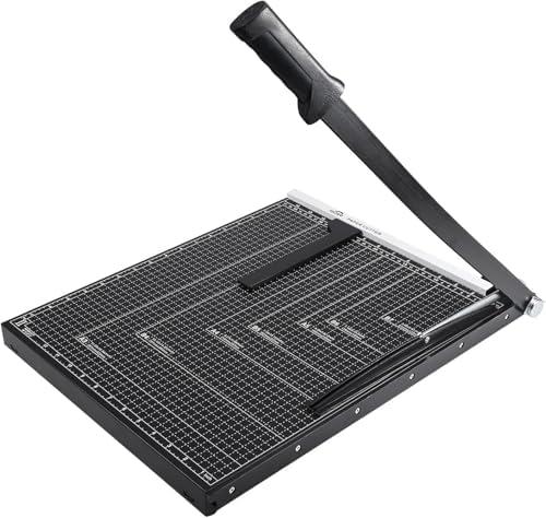 ISDIR Guillotine Paper Cutter 18" with Integrated Pressure Bar – Heavy Duty Metal Base, 12-Sheet Capacity, Magnetic Guide & Safety Guard – Precision Trimmer for Cardstock, Crafts, DIY, Photos & Office